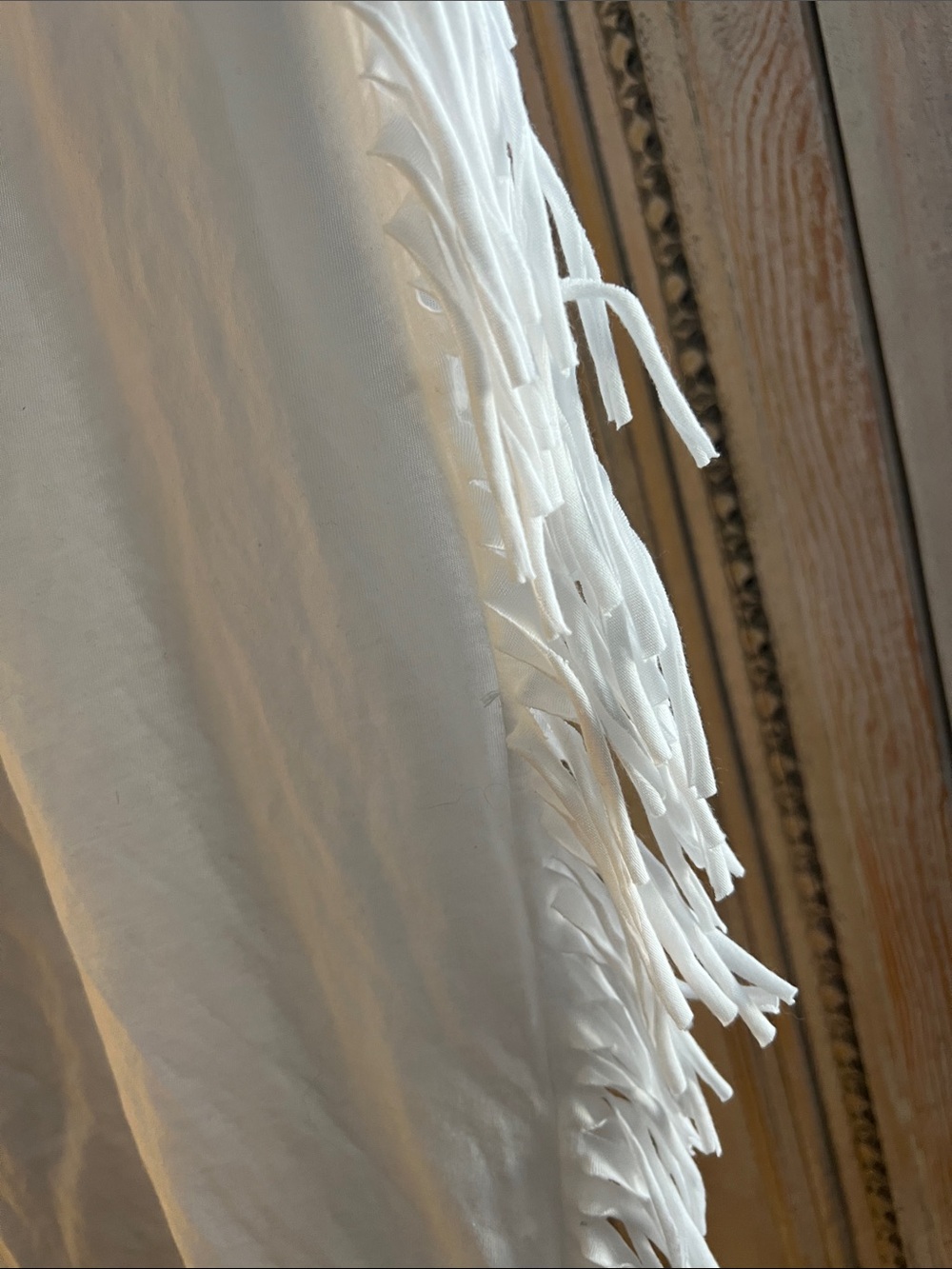Western Boho Women's White Fringe Short Sleeve Tee - Picture 3 of 5